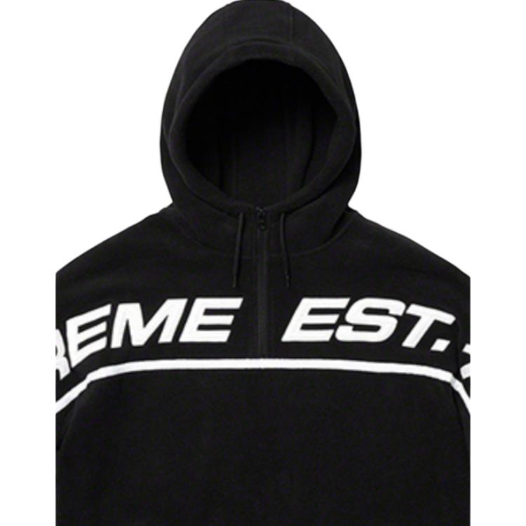 Худи Supreme FW19 Week 15 Polartec Half Zip Hooded Sweatshirt (черное) — фото 2