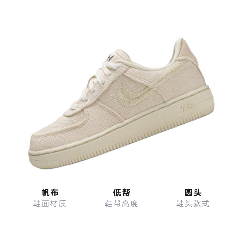 Кроссовки Stussy x Nike Air Force 1 (молочный) — фото 3
