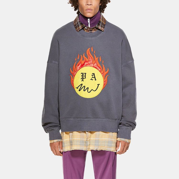 Мужское худи PALM ANGELS SS21 Burning Head (серое) — фото 6