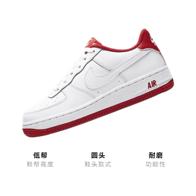 Кеды Nike Air Force 1 (бело-красный) — Белыйкрасный — фото 2