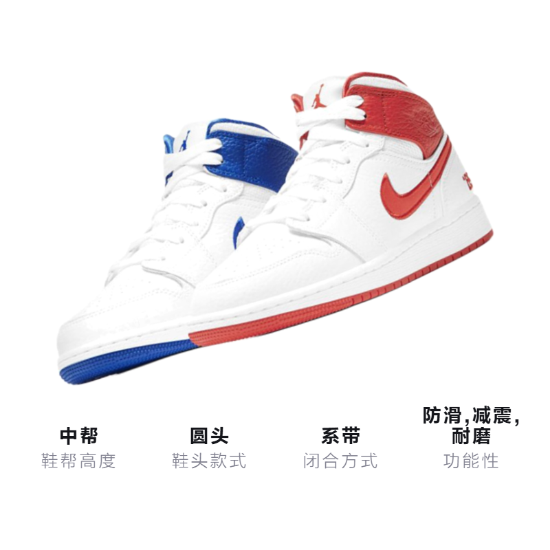 Кеды Jordan Air Jordan 1 Mid "85" (белые / красные / синие) — Белый / красный / синий — фото 3