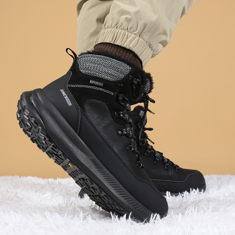 HUMTTO Cushioning Abrasion Resistant Thermal Cushioning Abrasion Resistant Thermal Mid top Outdoor Shoes Men’s Black