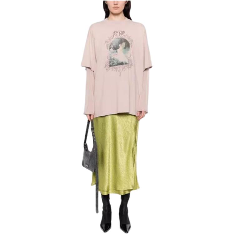 Женская футболка Acne Studios (розовая) — фото 4