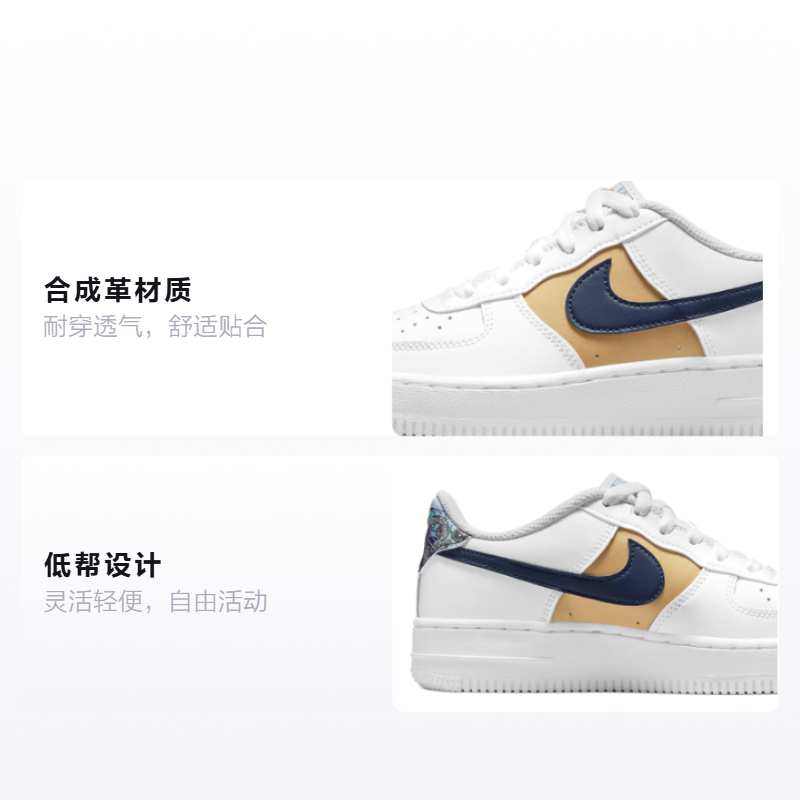 Кроссовки Nike Air Force 1 (бело-желто-синие) — фото 2