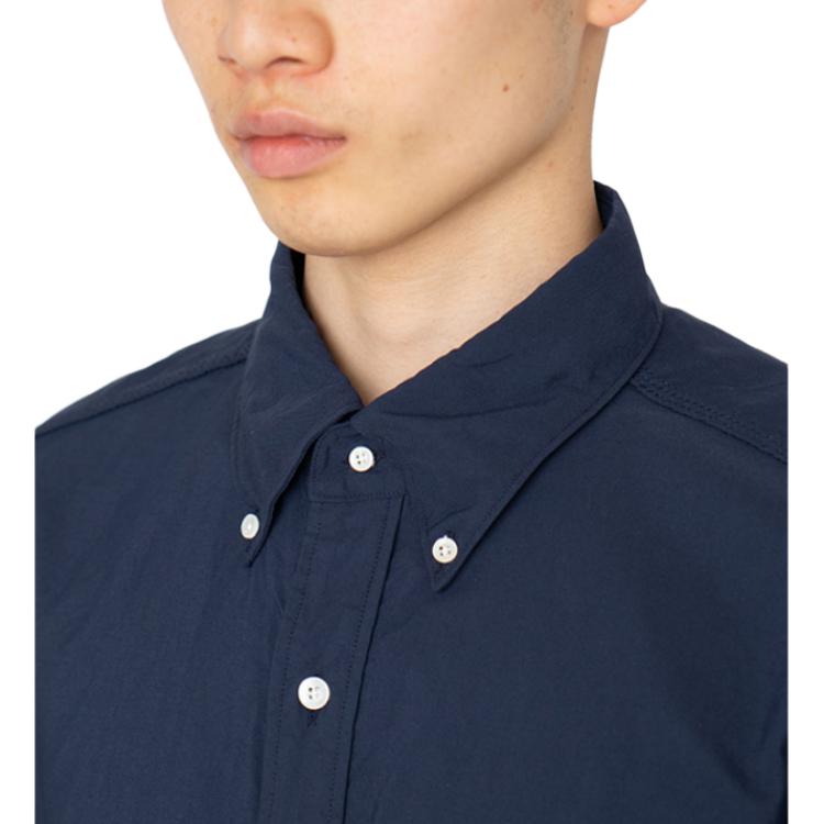 Мужская рубашка nanamica SS23 Button Down Wind Shirt (синяя) — Синий — фото 4