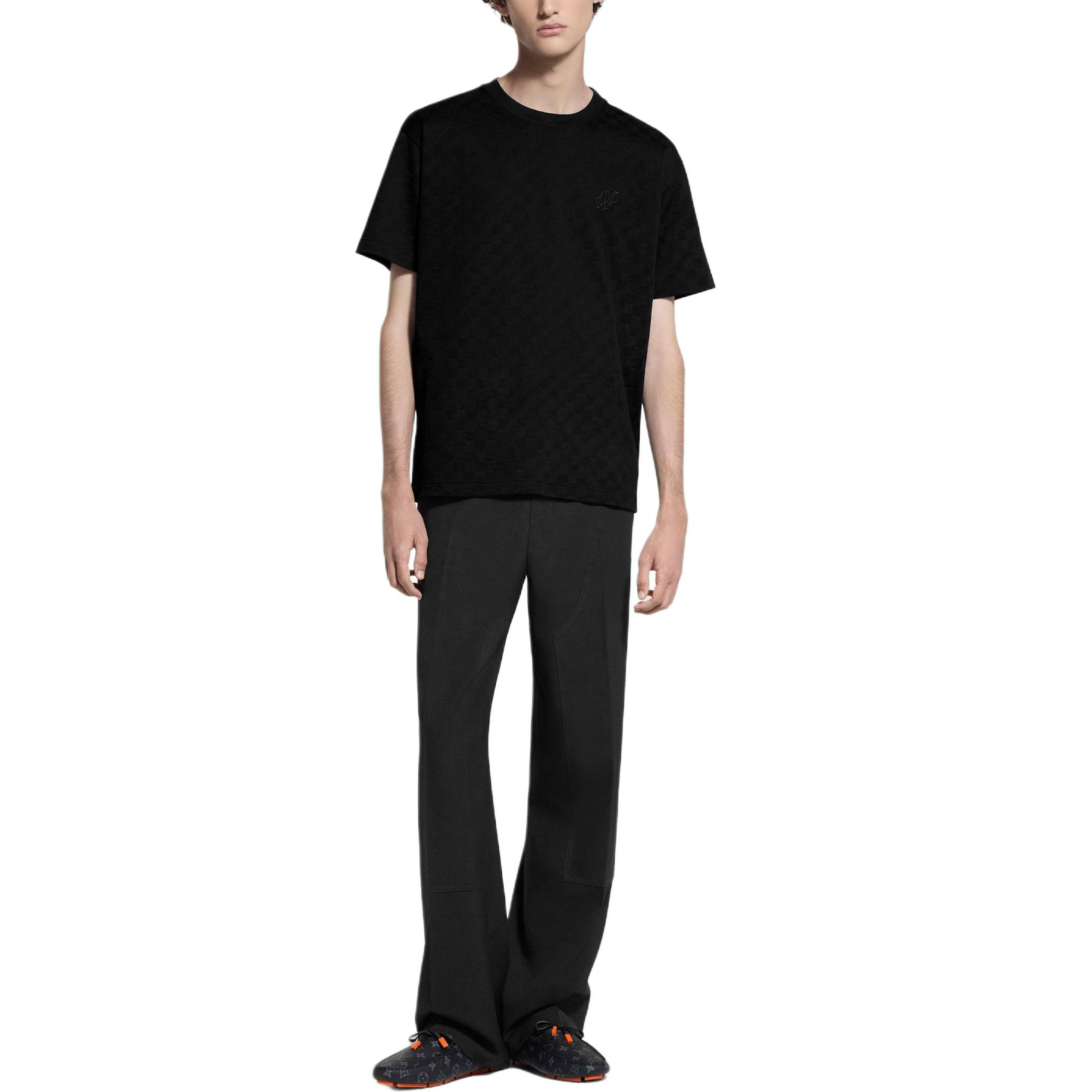 Мужская футболка Louis Vuitton Embroidered Letter Tee (черная) — фото 3