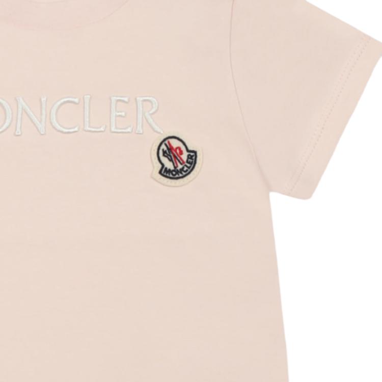 Женская футболка Moncler с логотипом (розовая) — фото 3