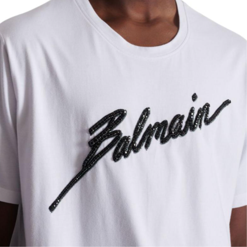 Мужская футболка BALMAIN EH1EH175-PC70-белый (белая) — фото 7