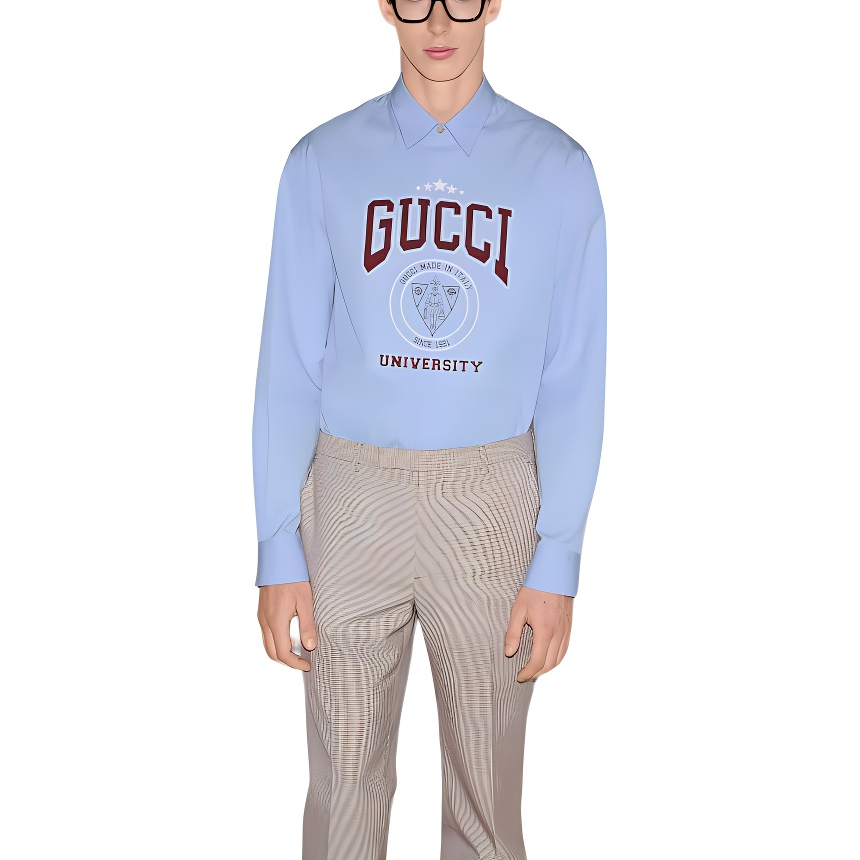 Мужская shirt Gucci SS25 (светло-голубая) — фото 2