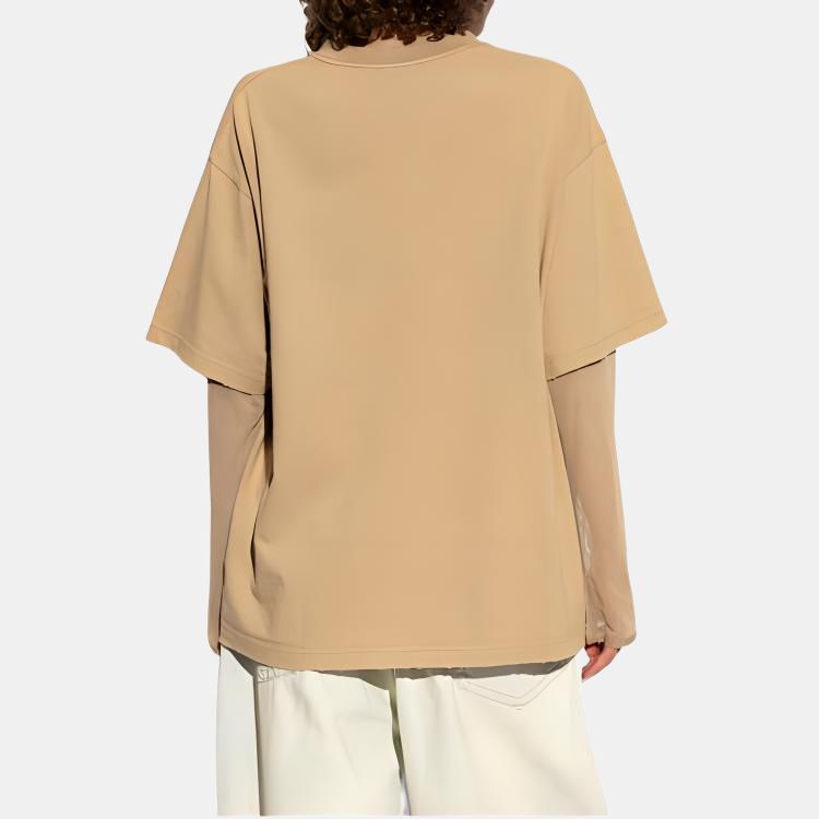 Женская футболка Acne Studios (бежевая) — фото 4