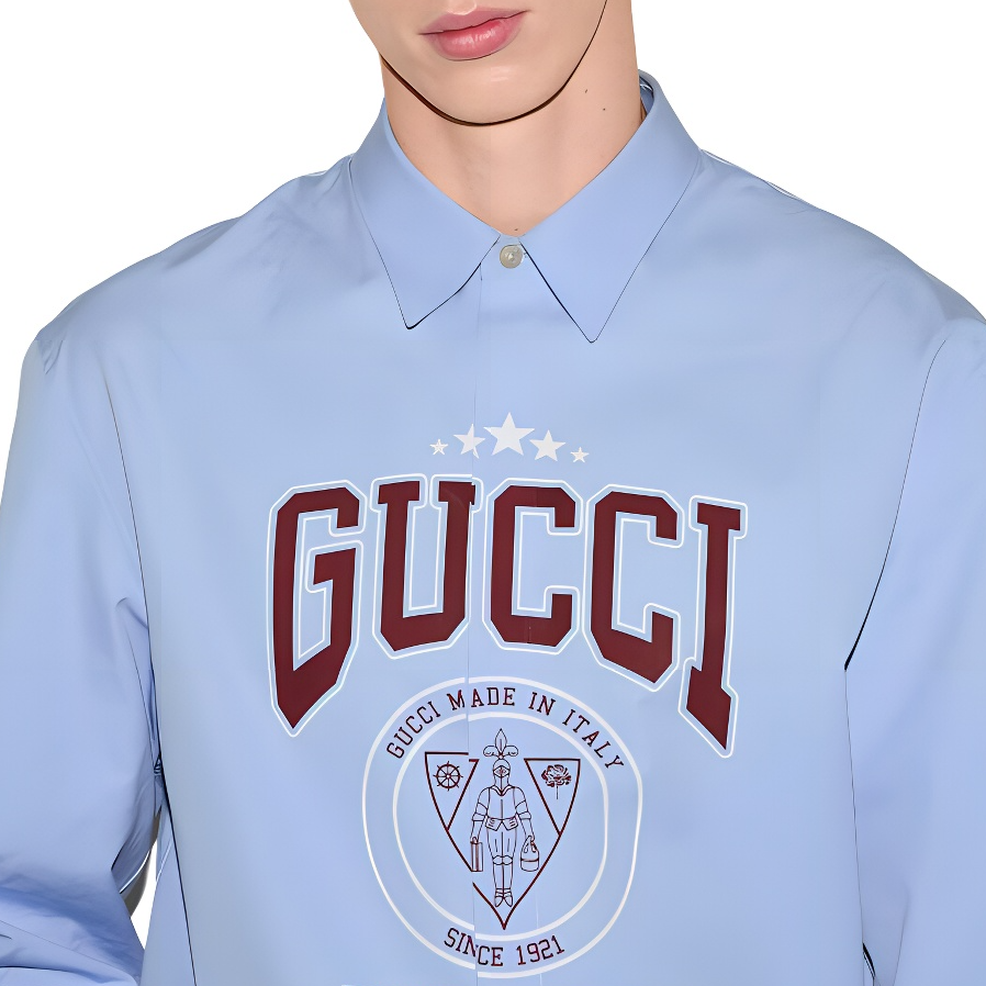 Мужская shirt Gucci SS25 (светло-голубая) — фото 5