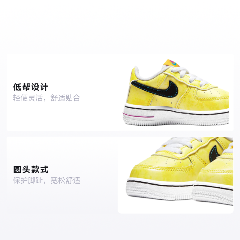 Детские кроссовки Nike Air Force 1 (белый / желтый / синий) — Белый / жёлтый / синий — фото 2