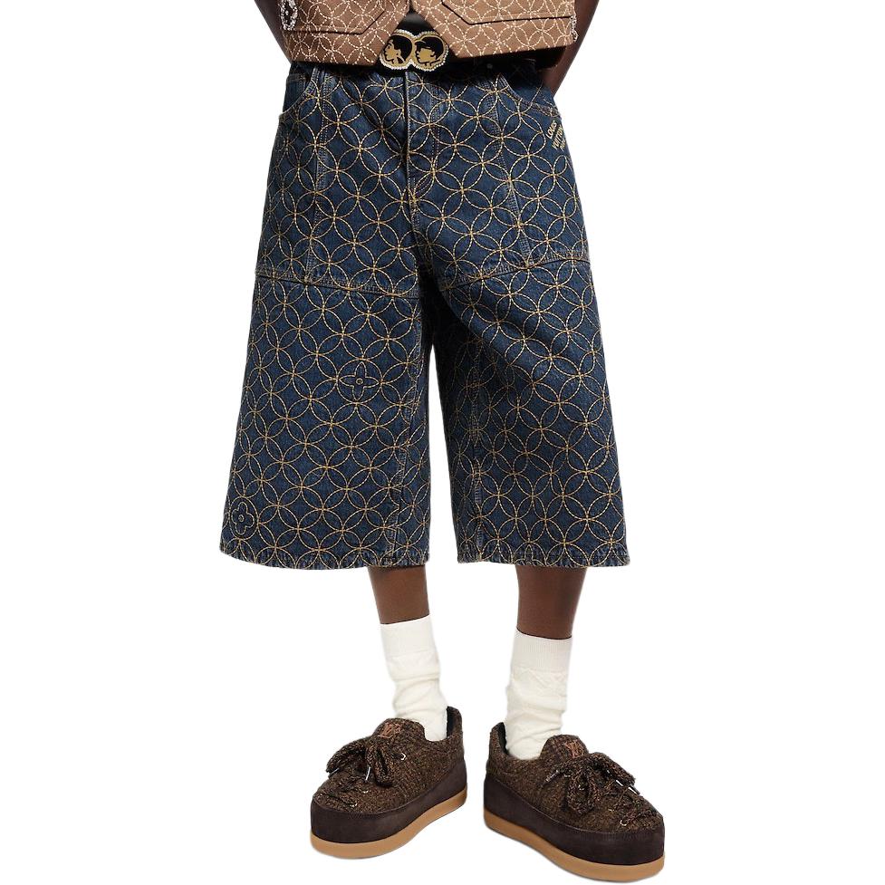 Мужские шорты Louis Vuitton x Nigo (синие) — фото 2