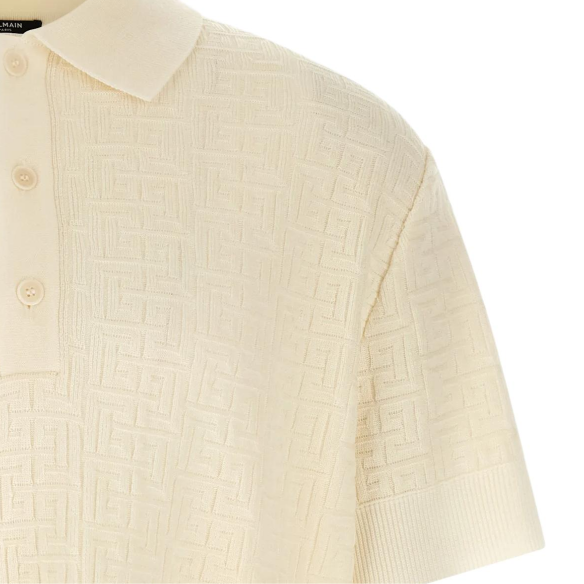 Мужская футболка-поло BALMAIN SS26 (черная) — Белый — фото 3
