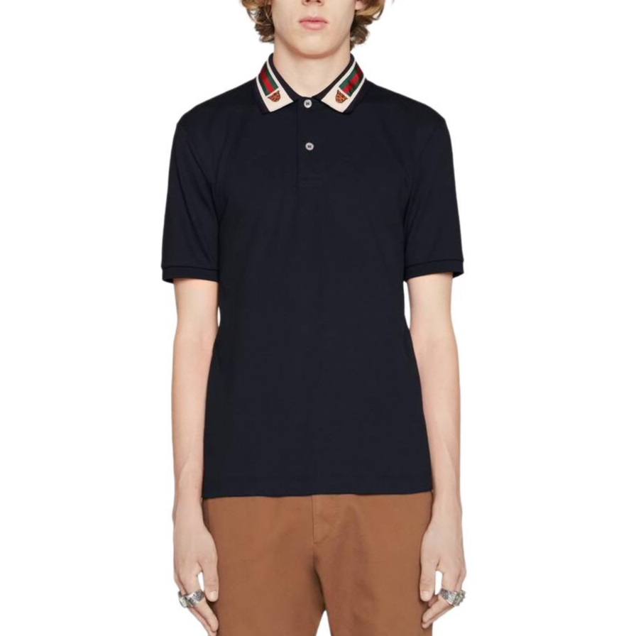 Мужская футболка Gucci Polo (темно-синяя) — фото 4