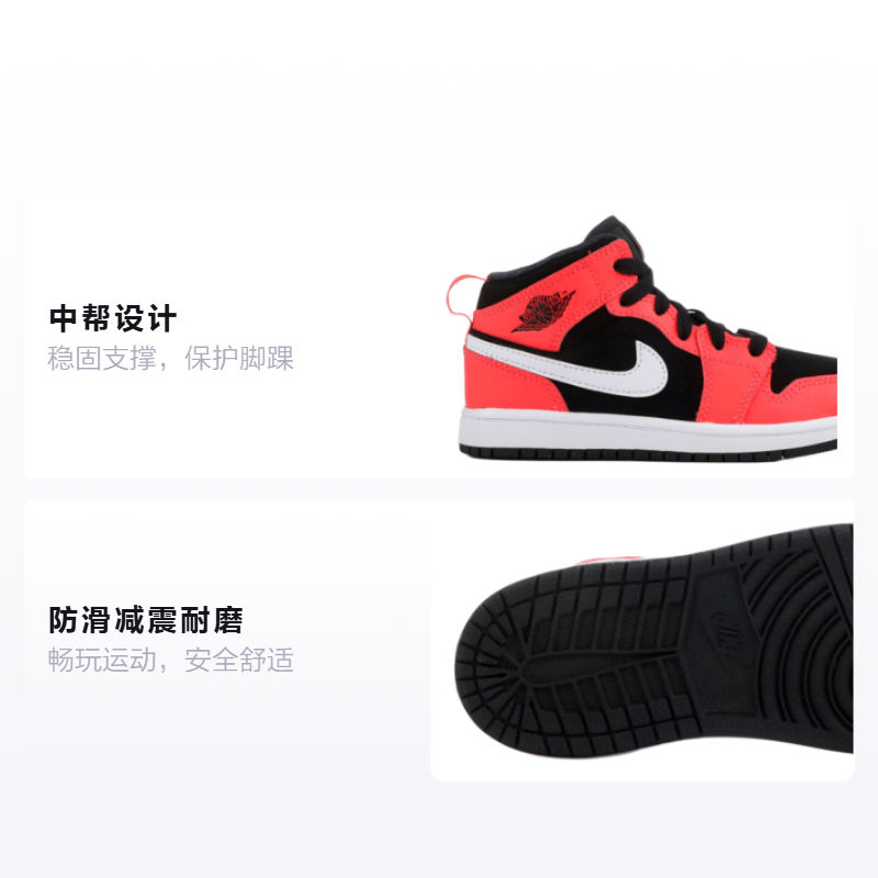 Кроссовки Jordan Air Jordan 1 Mid (черный / красный) — Чёрный / красный — фото 2