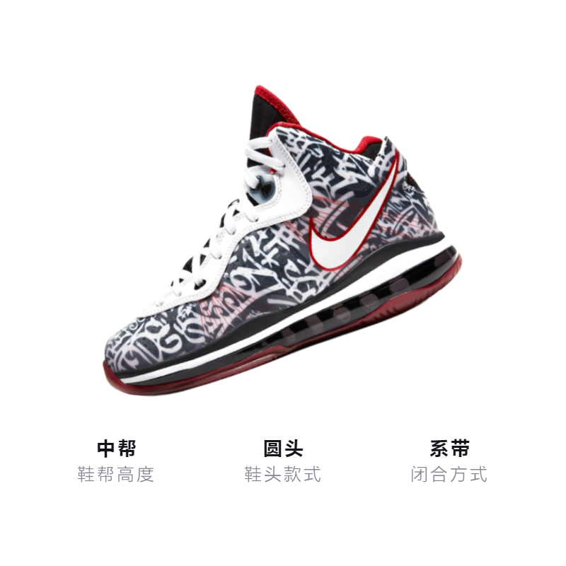 Кроссовки Nike NikeLebron 8 Graffiti GS (красный / черный / белый) — Красный / чёрный / белый — фото 3
