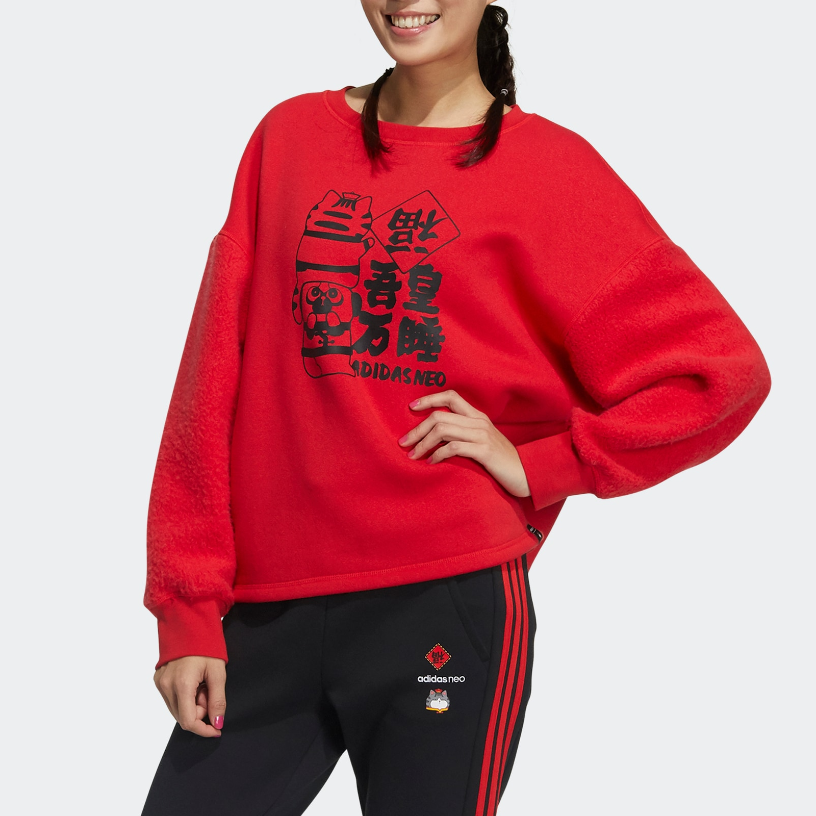 Женское худи adidas W Cny Ww Swt (красное) — фото 3