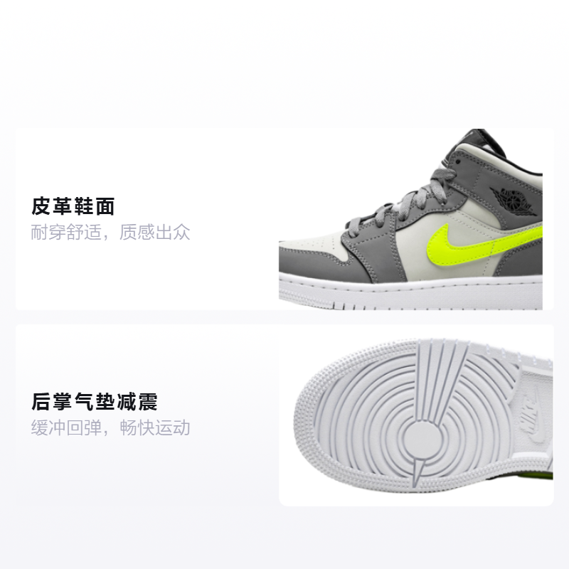 Кеды Jordan Air Jordan 1 Mid (зелено-серо-черный) — фото 2