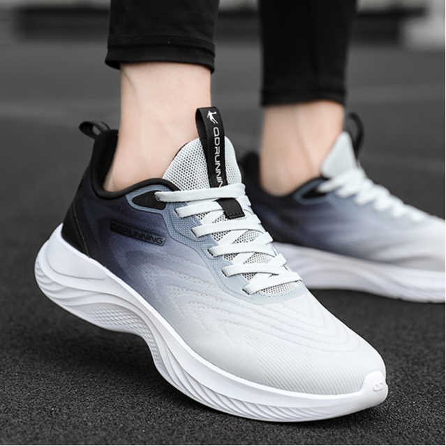 QIAODAN Slip Resistant Abrasion Resistant Low top Casual Running Shoes Men’s Gray Black