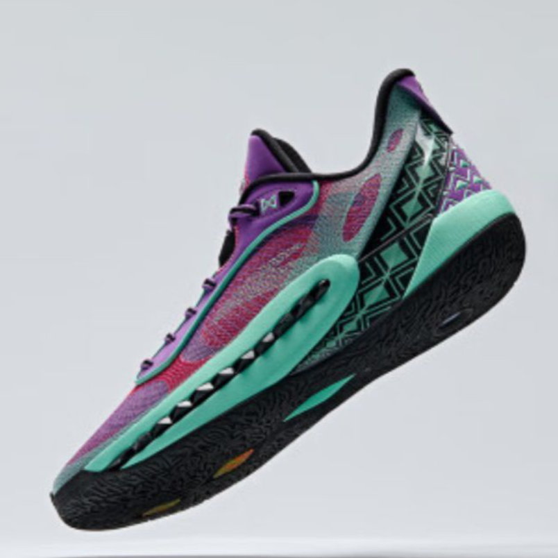 Anta Shock Wave 6 Cushioning Slip Resistant Abrasion Resistant Low top Basketball Shoes Men’s Purple Pink Green