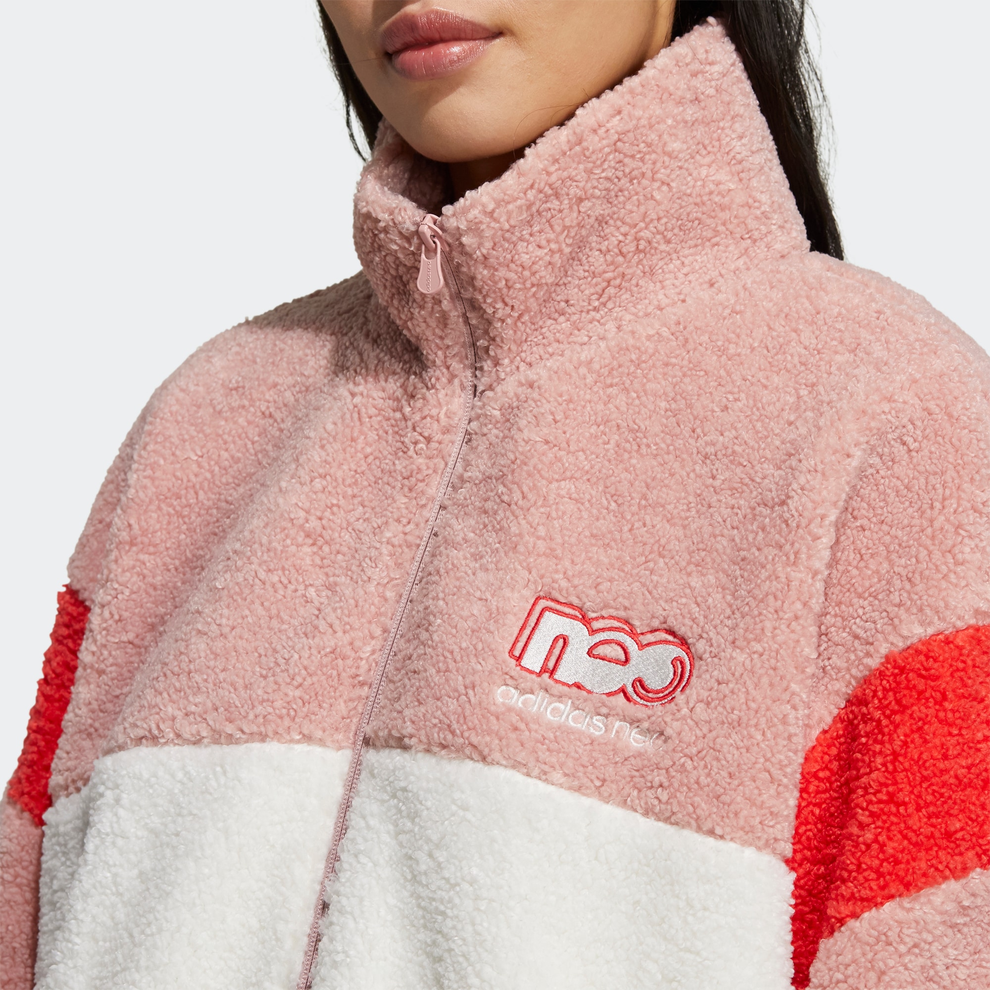 Женская куртка adidas neo Brlv Jkt (розово-белая) — фото 5
