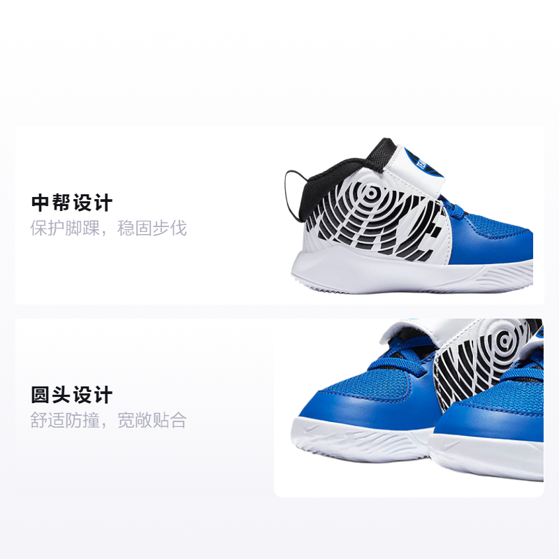 Детские кроссовки Nike Team Hustle D 9 (синий / белый / черный) — Синий / белый / чёрный — фото 2