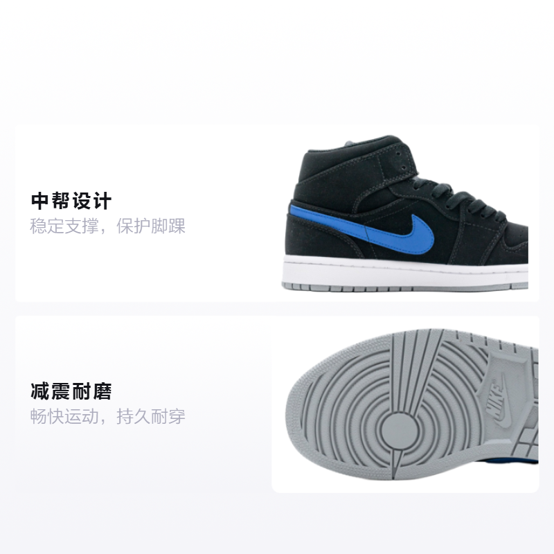 Унисекс кеды Jordan JordanAir Jordan 1 Mid (красно-сине-черные) — фото 2