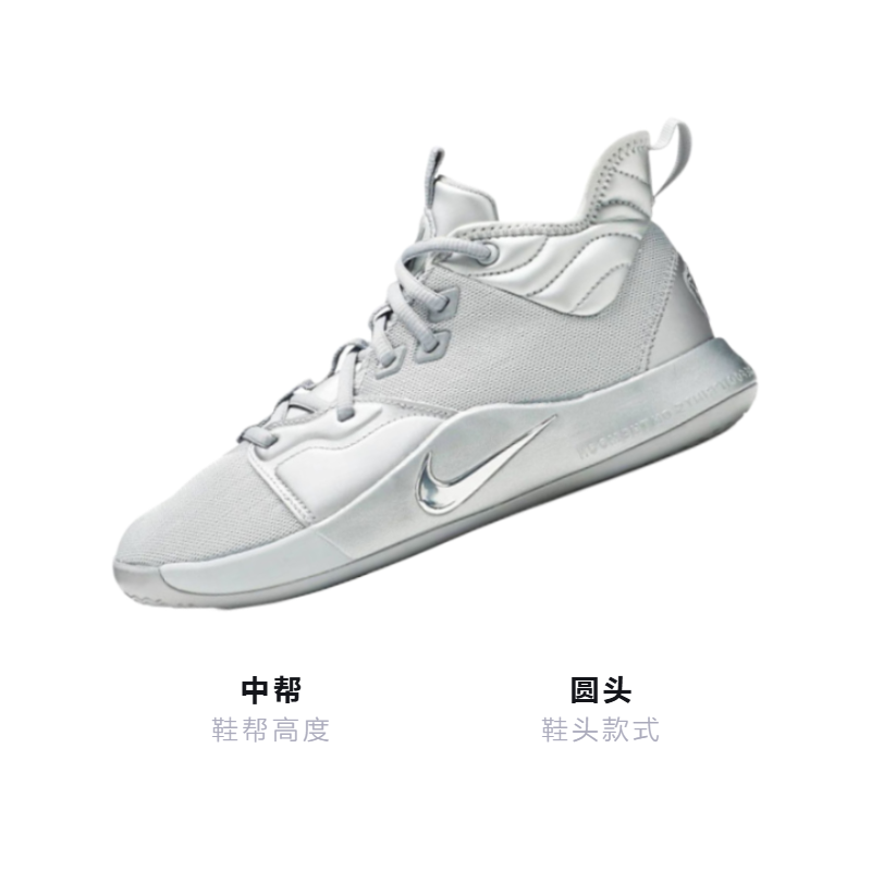 Баскетбольные кроссовки Nike PG 3 NASA GS (серебристо-серые) — Серебристый / серый — фото 3