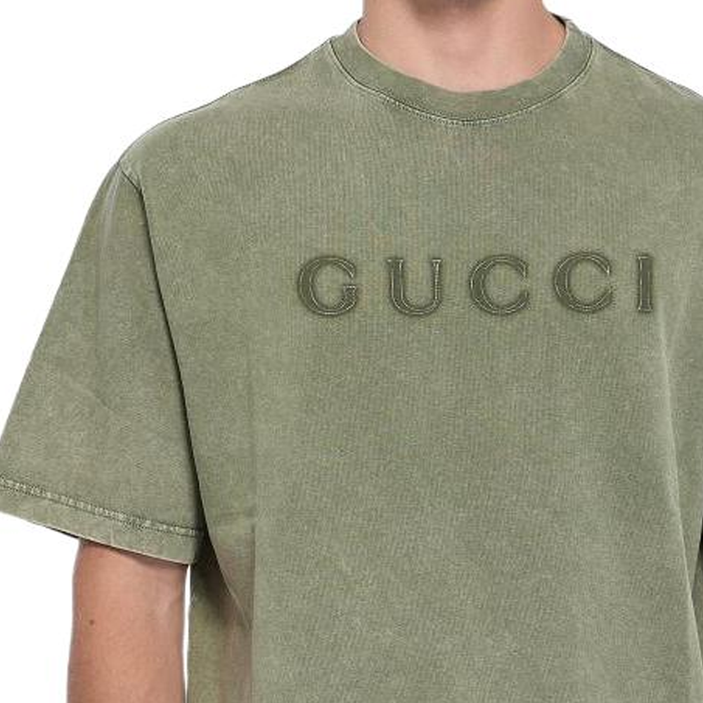 Мужская футболка Gucci T (военно-зеленый) — фото 5