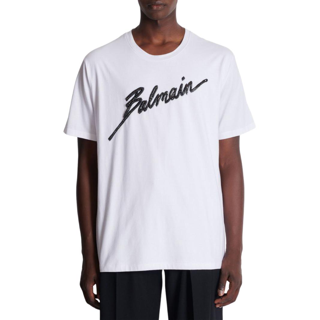 Мужская футболка BALMAIN EH1EH175-PC70-белый (белая) — фото 2