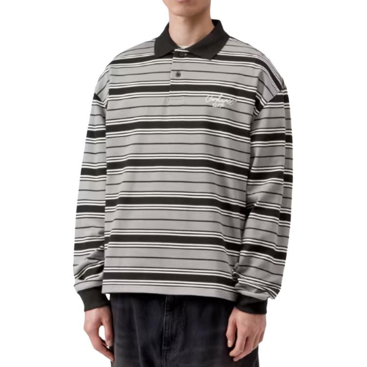 Carhartt WIP Rugby Jerseys Unisex Contour Gray Lapel Moderate
