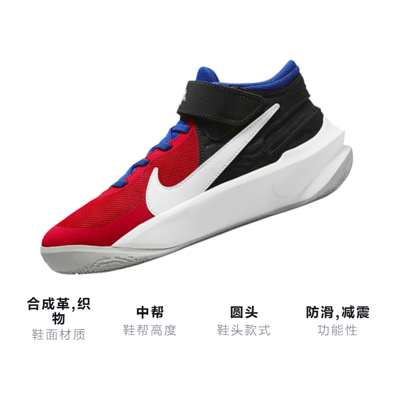 Детские баскетбольные кроссовки Nike Team Hustle D 10 FlyEase (красно-черно-синие) — Красный / чёрный / синий — фото 3