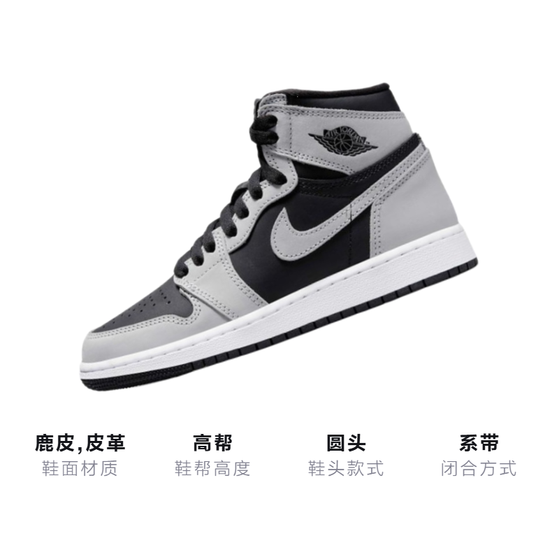 Высокие кроссовки Jordan Air Jordan 1 High OG "Shadow 2.0" (черно-серые) — Чёрный / серый — фото 3
