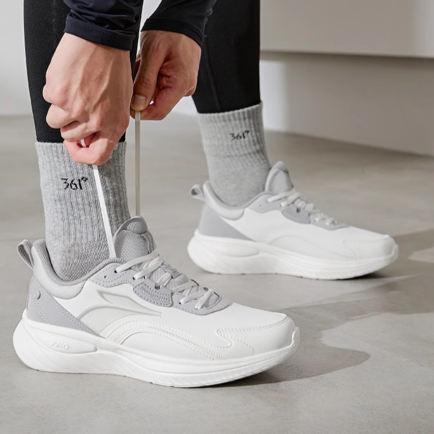 361° SoftStep 3.0 Synthetic Leather Abrasion Resistant Low top Running Shoes Men’s White Gray
