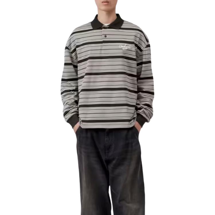 Carhartt WIP Rugby Jerseys Unisex Contour Gray Lapel Moderate