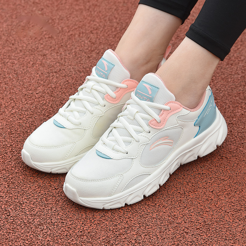 Anta Abrasion Resistant Breathable Low top Running Shoes Women’s White Pink