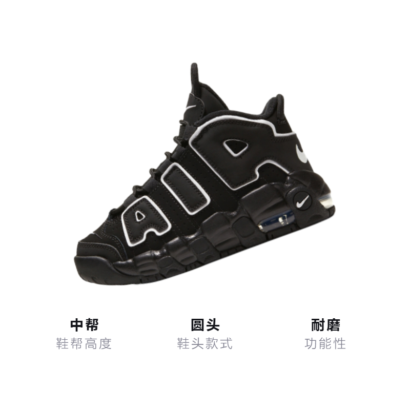 Детские кроссовки Nike Air More Uptempo (черные) — фото 3