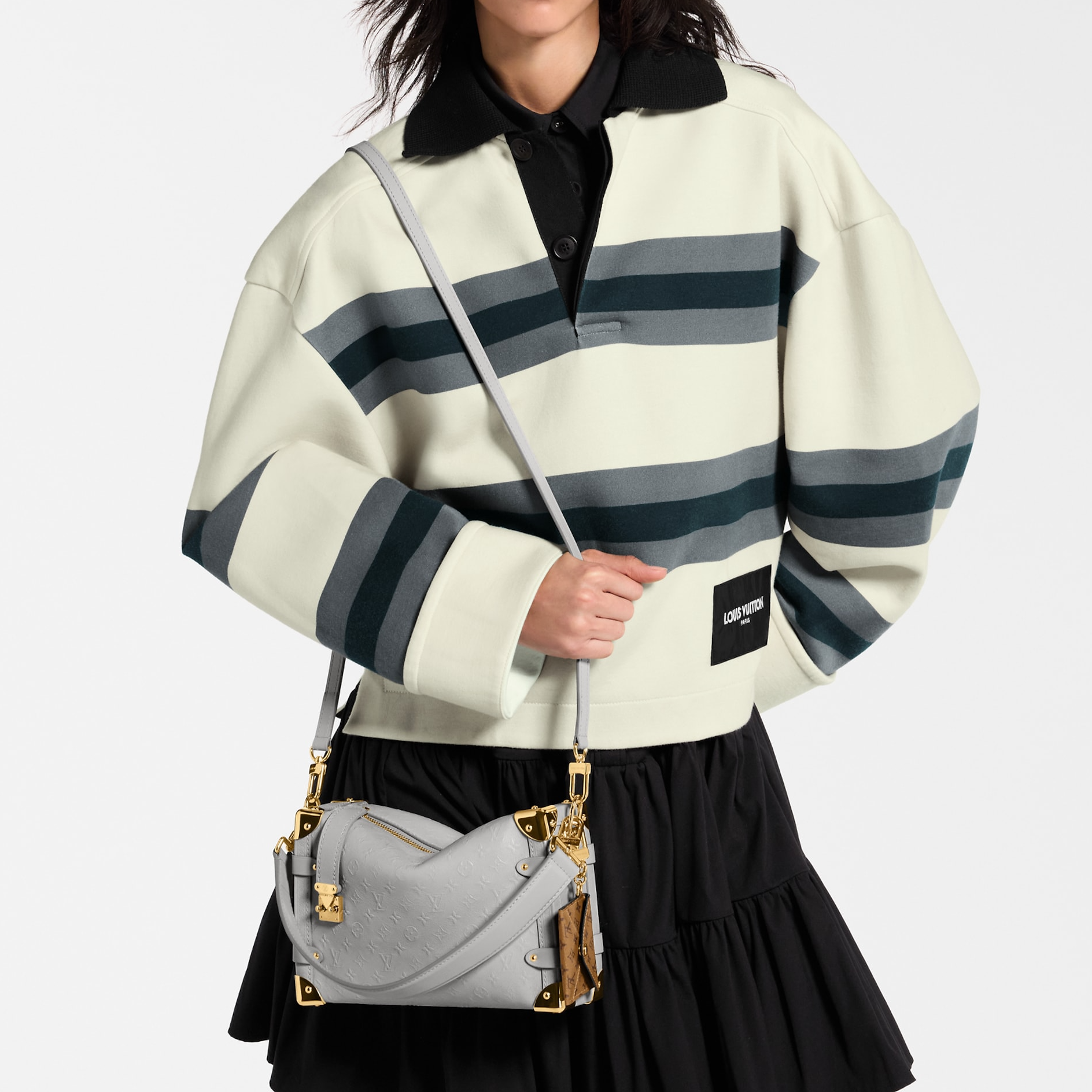 Женская сумка Louis Vuitton Side Trunk MM (серая) — фото 5