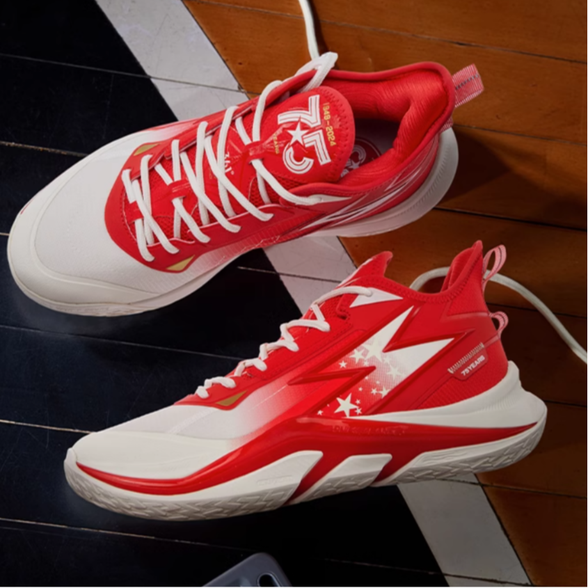361° LIGHT UP Mesh Slip Resistant Abrasion Resistant Low top Basketball Shoes Men’s White Red