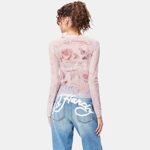Ed Hardy Розово-вишневые Женские Футболки