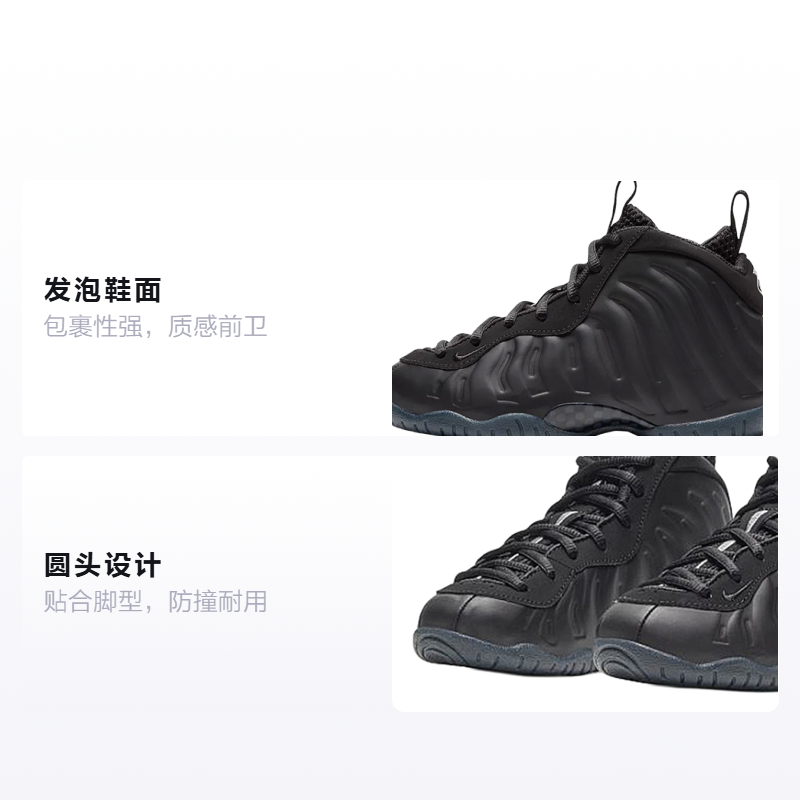 Детские кроссовки Nike NikeFoamposite One Little (черный) — Чёрный — фото 2