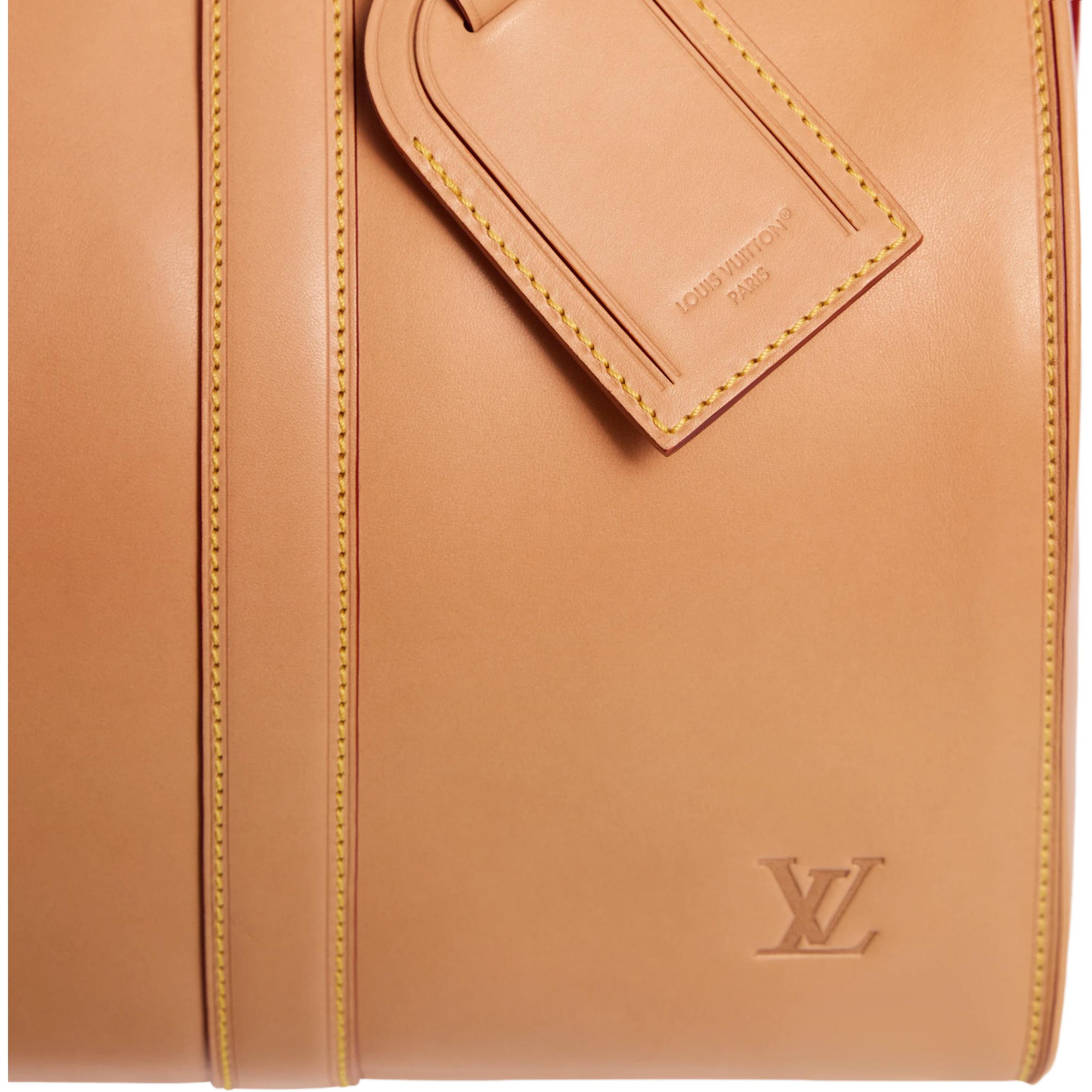 Мужская сумка Louis Vuitton Keepall Bandouliere 35 (бежевая) — фото 5
