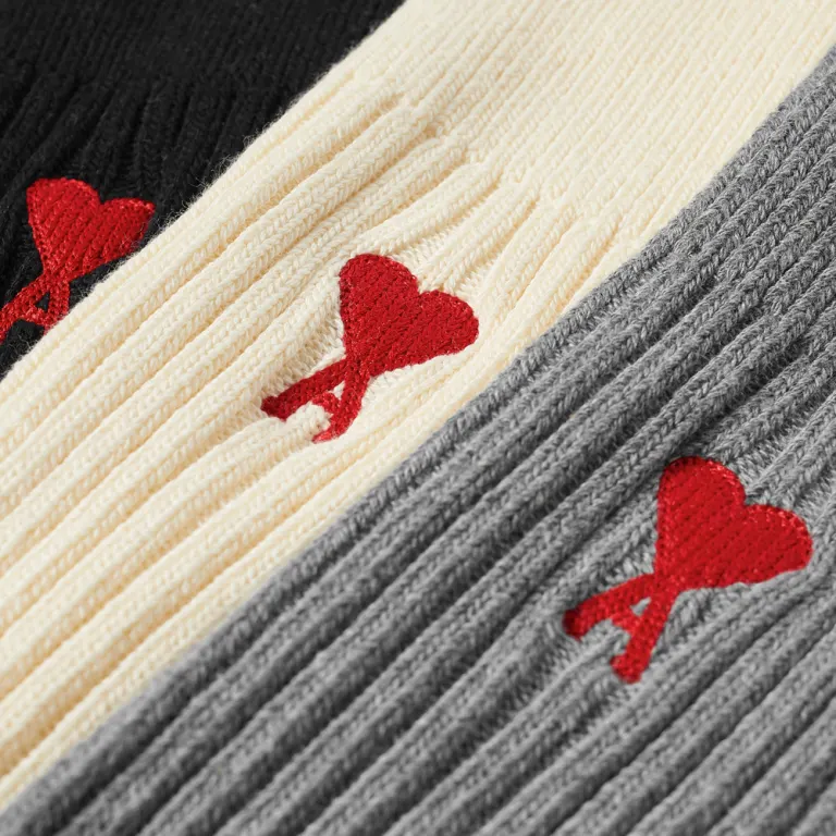 Ami Set Of Three Logo Intarsia Knitted Socks