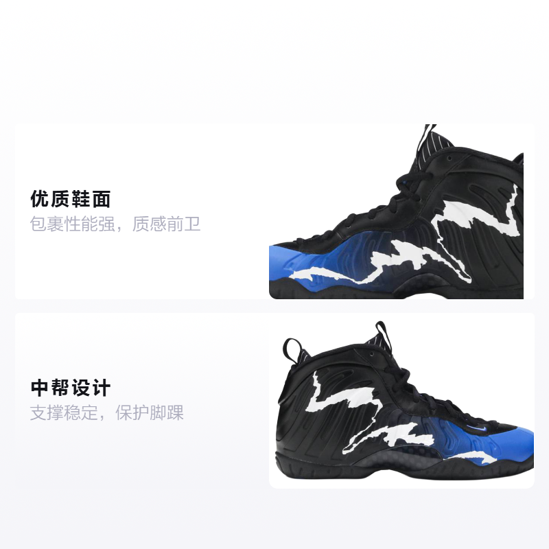 Детские кроссовки Nike NikeFoamposite One GS (черно-синий) — Чёрныйсиний — фото 2