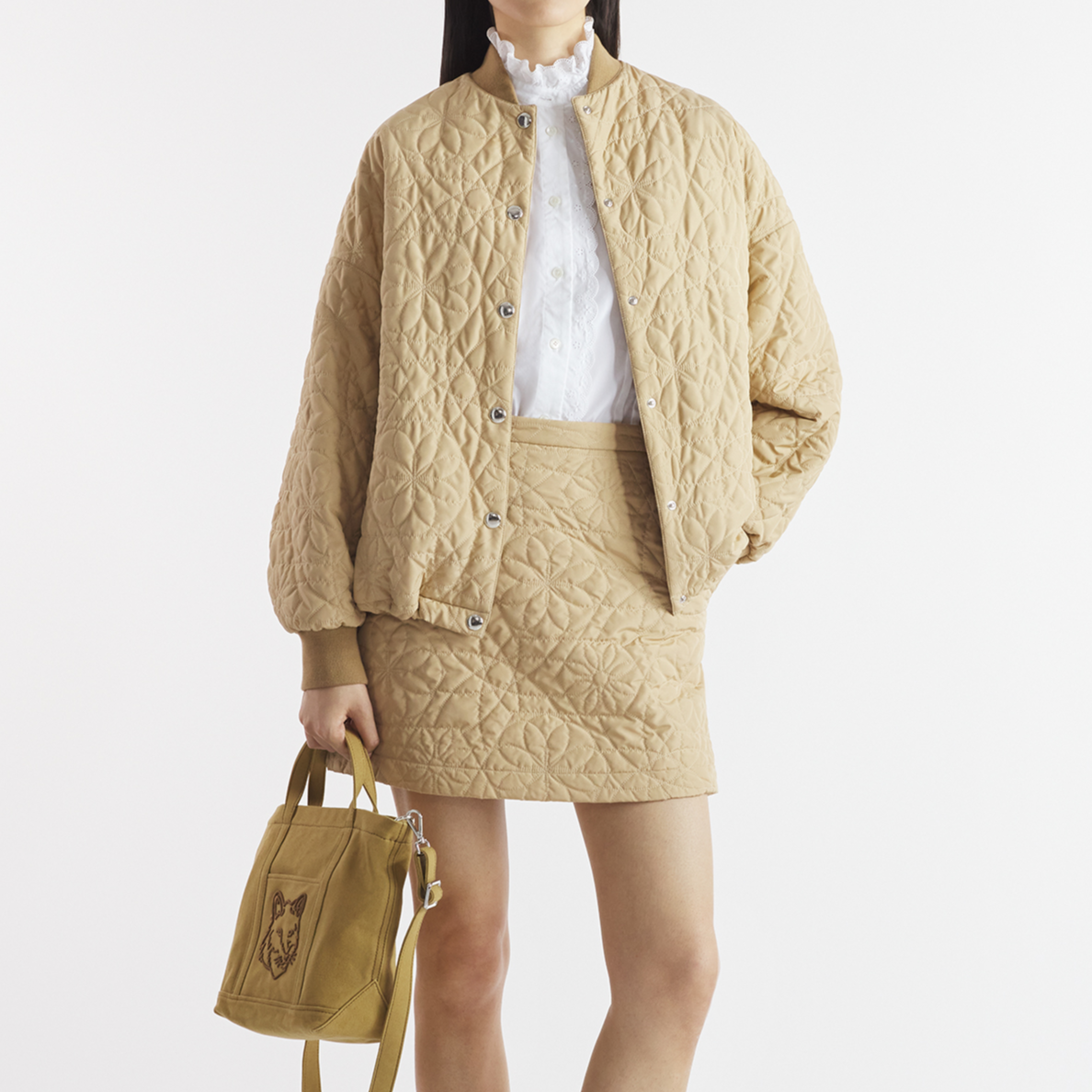 Женская куртка Maison Kitsune FW24 (бежевая) — фото 4