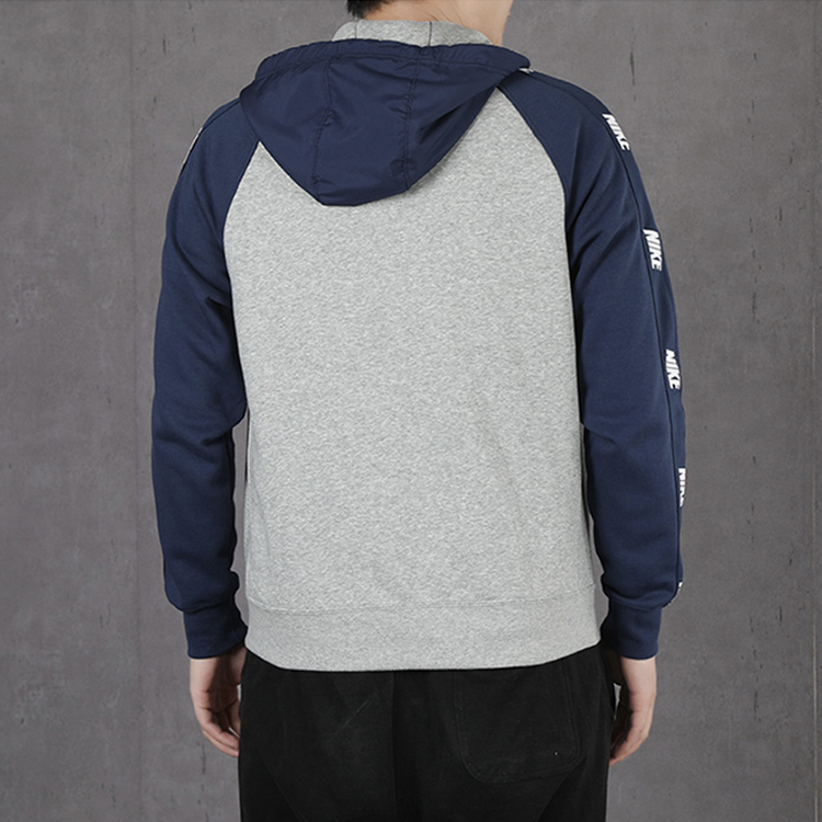 Мужская худи Nike As M Nsw Ce Hoodie Fz Bb Hybri (серо-синяя) — фото 4