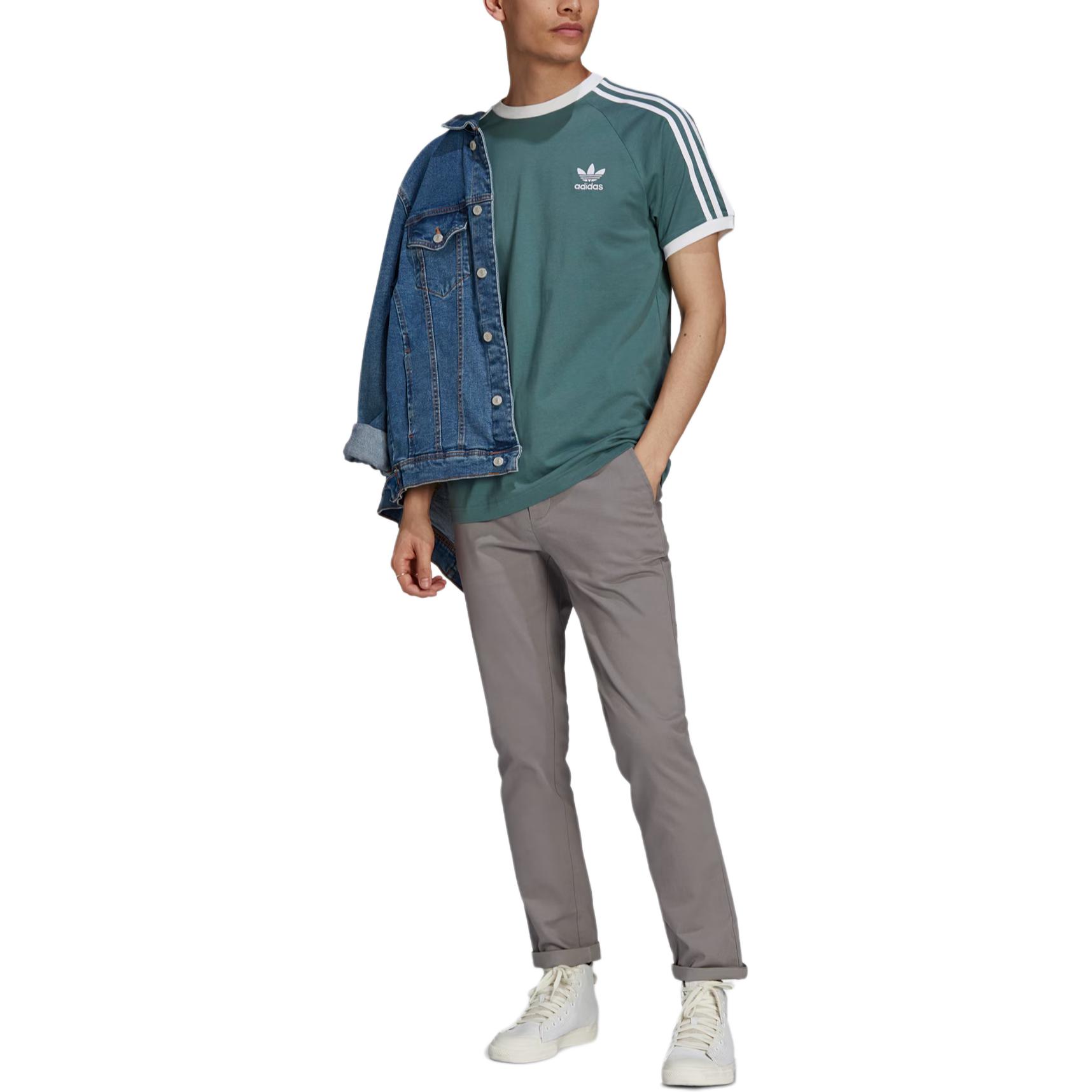 Мужская футболка adidas originals 3-Stripes Tee (зеленая) — фото 2