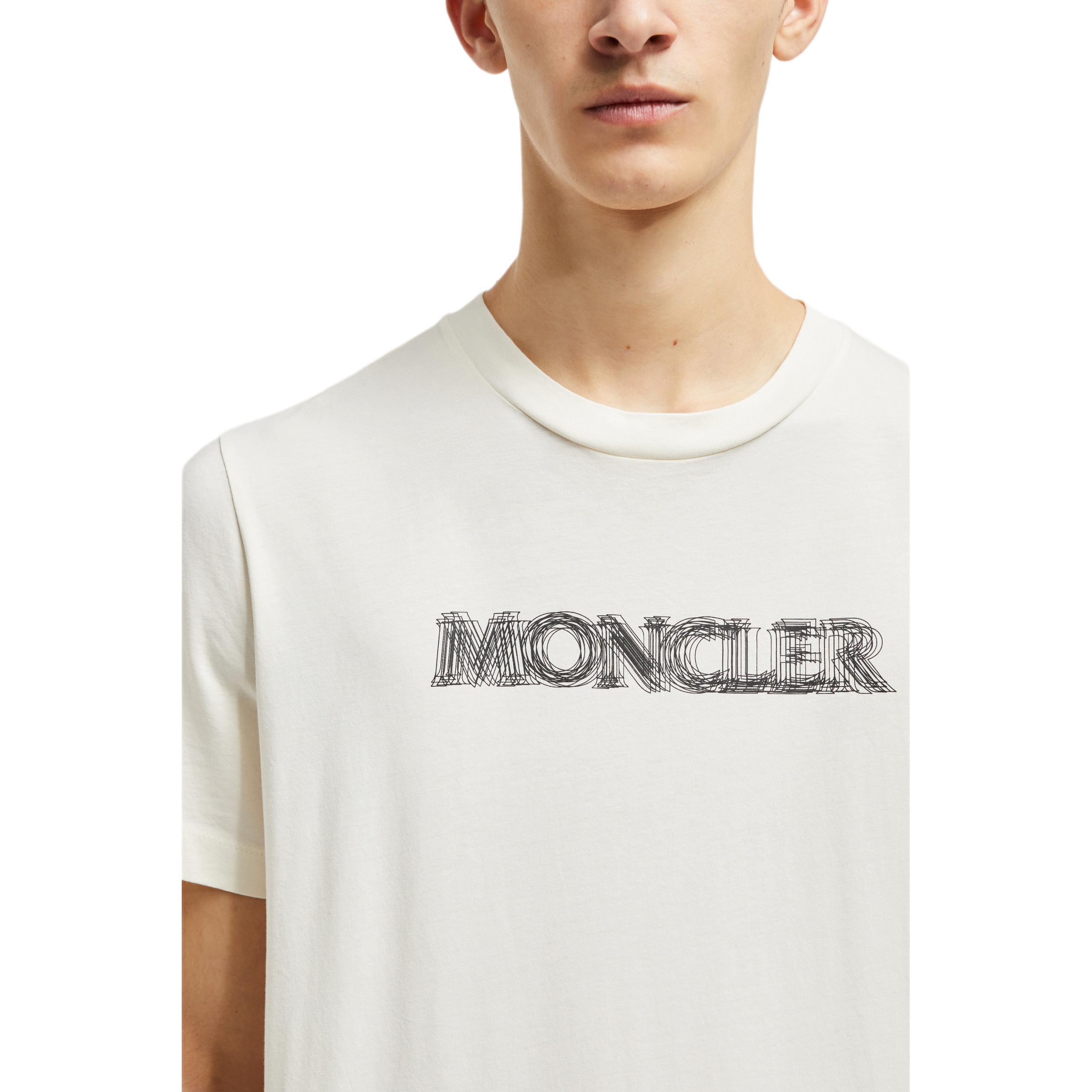 Мужская футболка Moncler White Blurred (белая) — фото 4