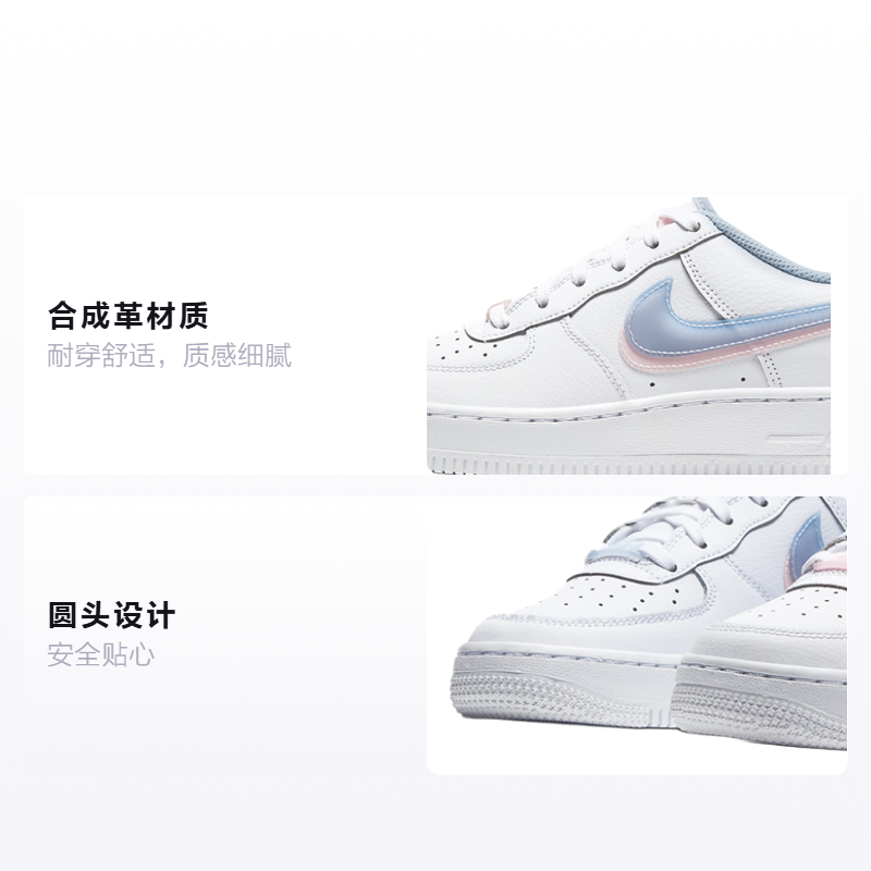 Кеды Nike Air Force 1 Double Swoosh (бело-сине-розовые) — фото 2